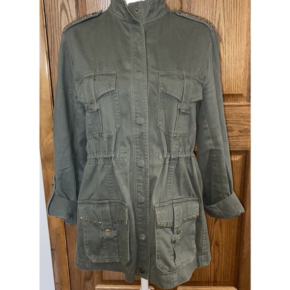 Democracy Jacket Women’s Size Small Military Style Utility Field Cargo Studded - Picture 3 of 10